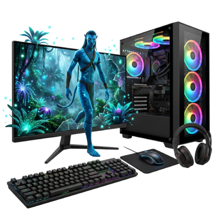 Gaming PC bundle. AMD Ryzen 5 4500. NVidia RTX3050 6GB. 16GB RAM. 256GB SSD+1TB HDD. 22” Monitor. Windows 11. Wi-Fi. RGB Gaming Case.